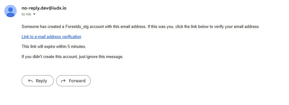 Email received on user’s entered email address