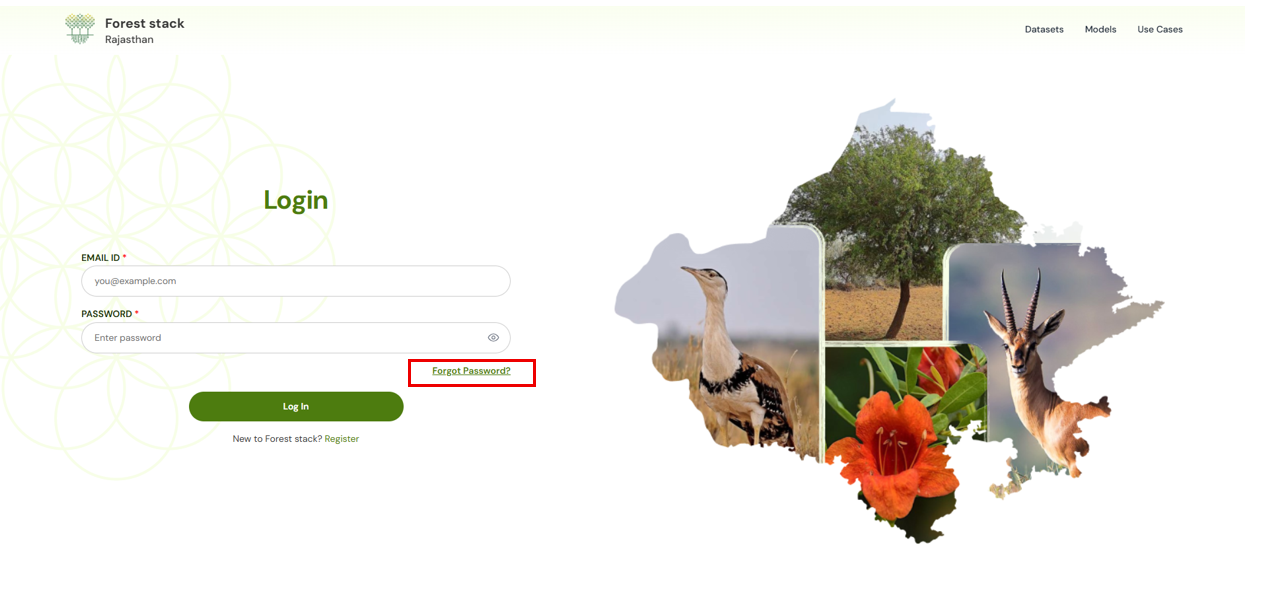 Clicking on Forgot Password